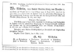 Urkunde von 1892 Urkunde von 1892